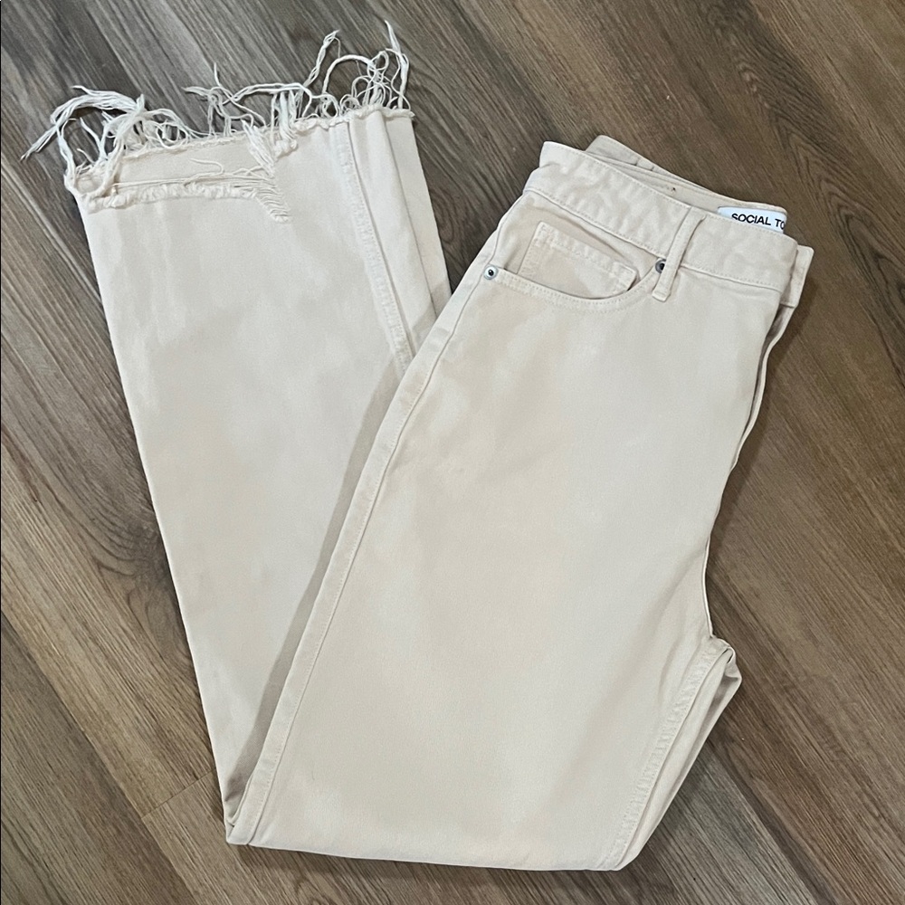 Social Tourist Cream women’s Jeans ultra high rise loose fit 28R